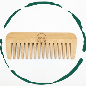 Handcrafted Bamboo Comb - All Natural Wooden Hair & Beard Detangler Styling Accessory for Men and Women, Promotes Healthy Hair Growth & Scalp Health