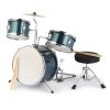 [Do Not Sell on Amazon]14"x10" 3-Pieces Junior Kids Drum Set Kit Pedal Drum Stick Wrench Drum Stool Sky Blue