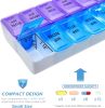 Travel Pill Organizer 2 Times a Day, PU Leather Portable Pill Case for Women/Men