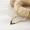 Stainless Steel V-shaped Women's Neck Necklace, Luxury And High-end V-neck Flat Collarbone Chain For Girls