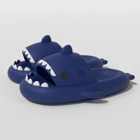 Summer Shark Slippers Indoor Outdoor Slippers Slides Thick Soled Anti-skid Solid Color Cool Funny Slippers Women Men Shoes New (Color: New deep bule, size: 42-43)
