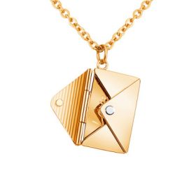 Fashion Jewelry Envelop Necklace Women Lover Letter Pendant Best Gifts For Girlfriend (Color: Gold)