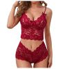 Sexy Women Lingerie Set Thin Lace Flower Printed Underwear Suit Female Adjustable Shoulder Strap Triangle Cup Bralettle