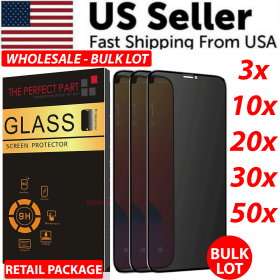 Privacy Screen Protector Tempered Glass Lot For iPhone 15 14 13 12 11 Pro XR 8 7 (Pack: 50 Pack, Compatible Model: For iPhone 14 Pro)