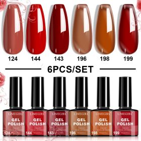 LIMEGIRL 6pcs Gel Polish Set 6 Vibrant Colors UV Gel NailPolish Red Blue Green Hema TMPTA TPO 3-free AllSeasons NailGel for Christmas Gift Women Girls (Color: HC025-3)