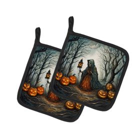 The Weeping Woman Spooky Halloween Pair of Pot Holders Kitchen Heat Resistant Pot Holders Sets Oven Hot Pads for Cooking Baking BBQ, 7 1/2 x 7 1/2 (Default: Default)