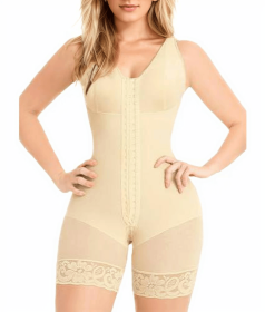Fajas Colombianas Shapewear for Women Tummy Control Post Surgery Full Body Shaper Butt Lifter with Zipper Crotch skimsbodysuits solleonnewfajascurve e (Color: Beige, size: XL)
