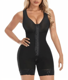 Fajas Colombianas Shapewear for Women Tummy Control Post Surgery Full Body Shaper Butt Lifter with Zipper Crotch skimsbodysuits solleonnewfajascurve e (Color: Black, size: L)