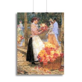 Woman sells flowers by Hassam Canvas Print or Poster (Type: Poster Print, size: 40" x 26" / 100cm x 65cm (approx))